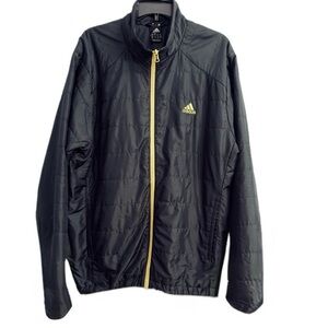 Adidas Jacket Coat Black With Yellow Logo Size XL Fall Spring